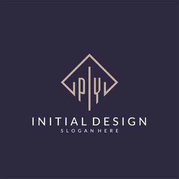 PY initial monogram logo with rectangle style design vector