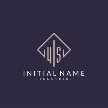 WS initial monogram logo with rectangle style design vector