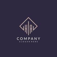 HA initial monogram logo with rectangle style design vector