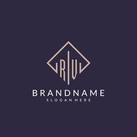 RV initial monogram logo with rectangle style design vector