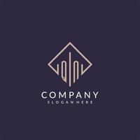 QN initial monogram logo with rectangle style design vector