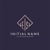 ES initial monogram logo with rectangle style design vector