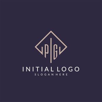 PG initial monogram logo with rectangle style design vector