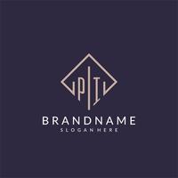 PI initial monogram logo with rectangle style design vector