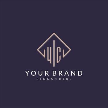 WC initial monogram logo with rectangle style design vector