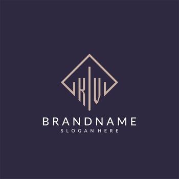KV initial monogram logo with rectangle style design vector