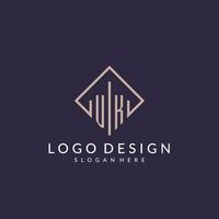 UK initial monogram logo with rectangle style design vector