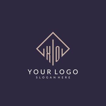 XO initial monogram logo with rectangle style design vector