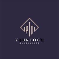 PO initial monogram logo with rectangle style design vector