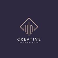 UD initial monogram logo with rectangle style design vector