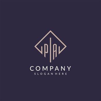 PA initial monogram logo with rectangle style design vector