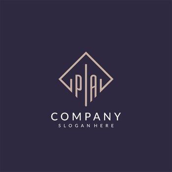 PA initial monogram logo with rectangle style design vector