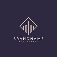 DV initial monogram logo with rectangle style design vector