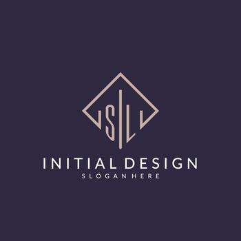 SL initial monogram logo with rectangle style design vector