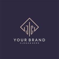 JC initial monogram logo with rectangle style design vector