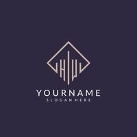 HW initial monogram logo with rectangle style design vector