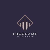 AH initial monogram logo with rectangle style design vector