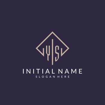 logotipo de monograma inicial de ys con diseño de estilo rectangular vector