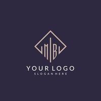 MB initial monogram logo with rectangle style design vector