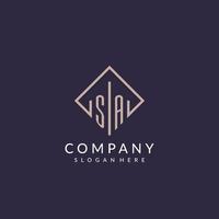 SA initial monogram logo with rectangle style design vector