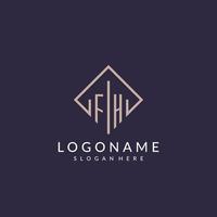 FH initial monogram logo with rectangle style design vector