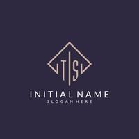 TS initial monogram logo with rectangle style design vector