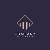 DN initial monogram logo with rectangle style design vector