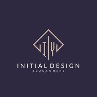 IY initial monogram logo with rectangle style design vector