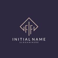 FF initial monogram logo with rectangle style design vector