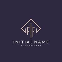 FF initial monogram logo with rectangle style design vector