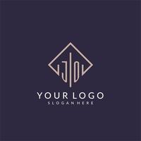 JO initial monogram logo with rectangle style design vector