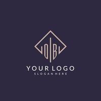 OB initial monogram logo with rectangle style design vector