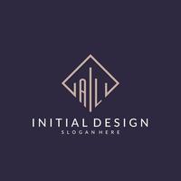 AL initial monogram logo with rectangle style design vector