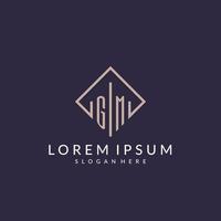 GM initial monogram logo with rectangle style design vector