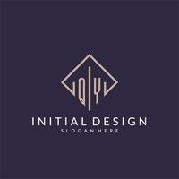 QY initial monogram logo with rectangle style design vector