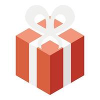 Red gift box icon, isometric style vector