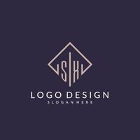 SX initial monogram logo with rectangle style design vector