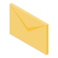 icono de carta de correo amarillo, estilo isométrico vector