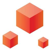 Red cubes icon, isometric style vector