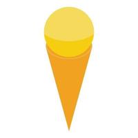 icono de helado de vainilla amarillo, estilo isométrico vector