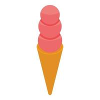 Fruit ice cream cone icon, isometric style vector