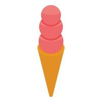 Fruit ice cream cone icon, isometric style vector