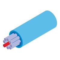 Blue optical fiber icon, isometric style vector