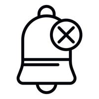 Bell with a cross icon, outline style vector