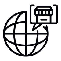 Global location store icon, outline style vector