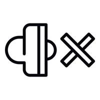 Speaker and cross icon, outline style vector