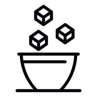 Sugar cubes in bowl icon, outline style vector