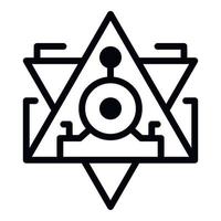 Pyramid alchemy icon, outline style vector