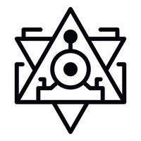 Pyramid alchemy icon, outline style vector