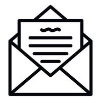 icono de carta de correo, estilo de esquema vector